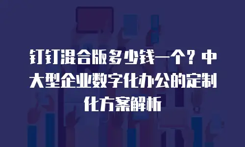 钉钉混合版多少钱一个？中大型企业数字化办公的定制化方案解析