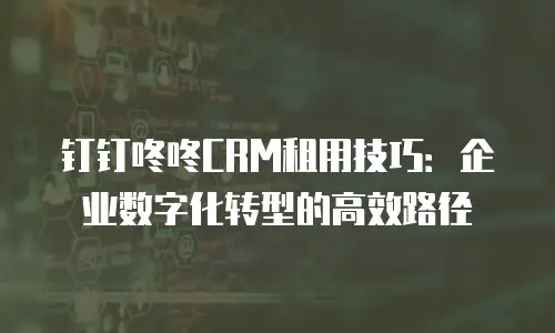 钉钉咚咚CRM租用技巧：企业数字化转型的高效路径