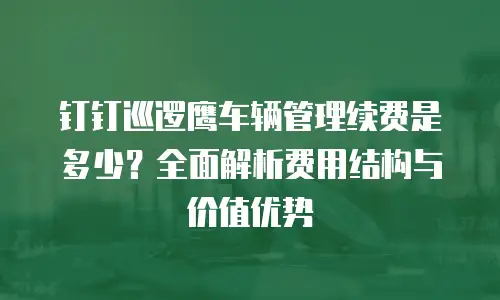 钉钉巡逻鹰车辆管理续费是多少？全面解析费用结构与价值优势
