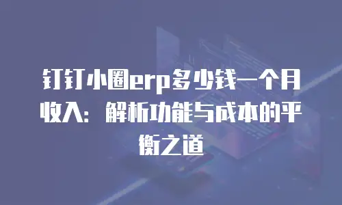 钉钉小圈erp多少钱一个月收入：解析功能与成本的平衡之道
