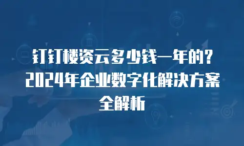 钉钉楼资云多少钱一年的？2024年企业数字化解决方案全解析