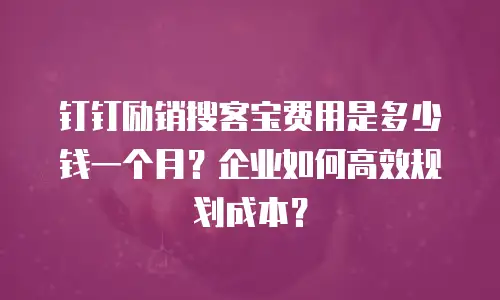 钉钉励销搜客宝费用是多少钱一个月？企业如何高效规划成本？