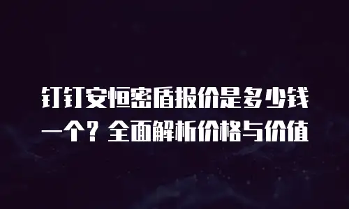 钉钉安恒密盾报价是多少钱一个？全面解析价格与价值