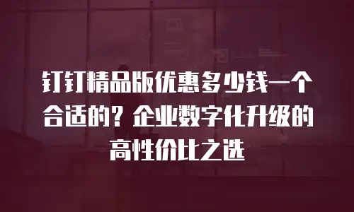 钉钉精品版优惠多少钱一个合适的？企业数字化升级的高性价比之选