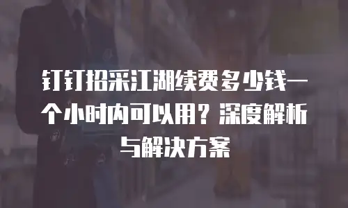 钉钉招采江湖续费多少钱一个小时内可以用？深度解析与解决方案