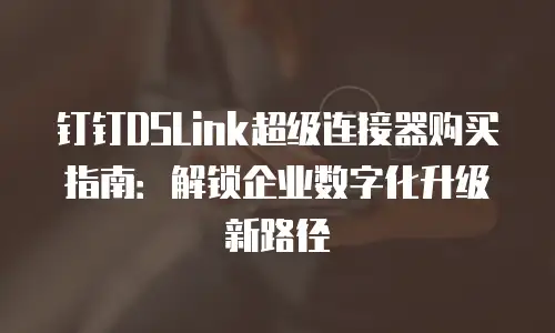 钉钉DSLink超级连接器购买指南：解锁企业数字化升级新路径