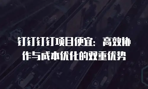 钉钉钉钉项目便宜：高效协作与成本优化的双重优势
