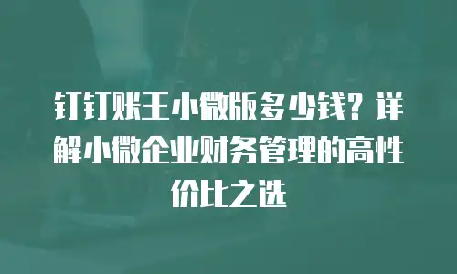 钉钉账王小微版多少钱？详解小微企业财务管理的高性价比之选