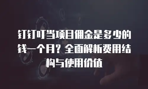钉钉叮当项目佣金是多少的钱一个月？全面解析费用结构与使用价值