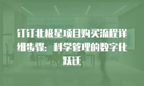 钉钉北极星项目购买流程详细步骤：科学管理的数字化跃迁