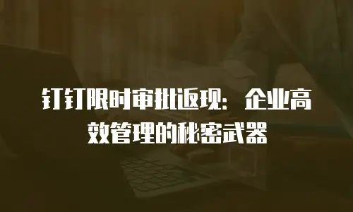 钉钉限时审批返现：企业高效管理的秘密武器