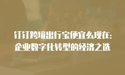 钉钉跨境出行宝便宜么现在：企业数字化转型的经济之选