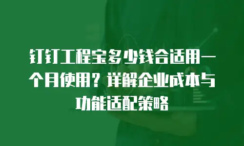 钉钉工程宝多少钱合适用一个月使用？详解企业成本与功能适配策略