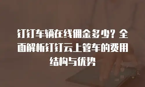 钉钉车辆在线佣金多少？全面解析钉钉云上管车的费用结构与优势