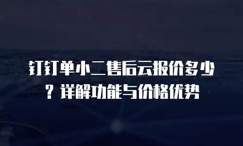钉钉单小二售后云报价多少？详解功能与价格优势