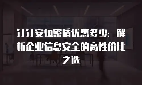 钉钉安恒密盾优惠多少：解析企业信息安全的高性价比之选