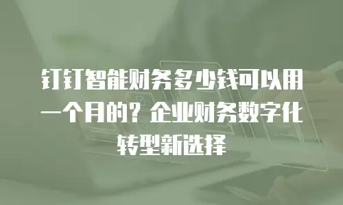 钉钉智能财务多少钱可以用一个月的？企业财务数字化转型新选择