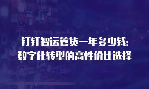 钉钉智运管货一年多少钱：数字化转型的高性价比选择