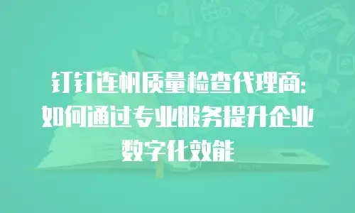 钉钉连帆质量检查代理商：如何通过专业服务提升企业数字化效能