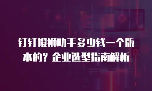 钉钉橙狮助手多少钱一个版本的？企业选型指南解析