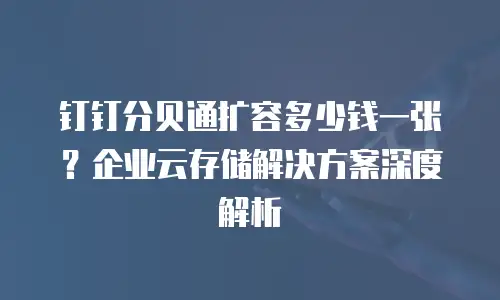 钉钉分贝通扩容多少钱一张？企业云存储解决方案深度解析