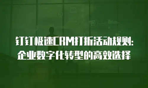 钉钉极速CRM打折活动规则：企业数字化转型的高效选择