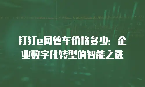 钉钉e网管车价格多少：企业数字化转型的智能之选
