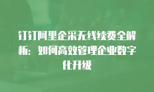 钉钉阿里企采无线续费全解析：如何高效管理企业数字化升级