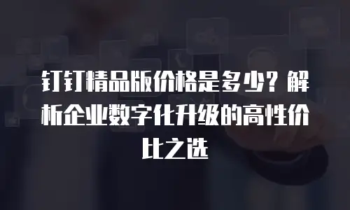 钉钉精品版价格是多少？解析企业数字化升级的高性价比之选