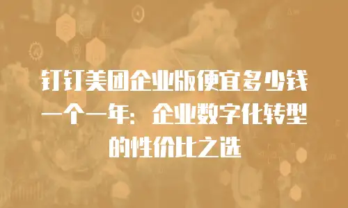 钉钉美团企业版便宜多少钱一个一年：企业数字化转型的性价比之选