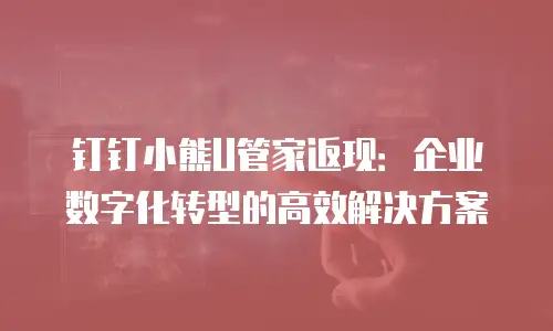 钉钉小熊U管家返现：企业数字化转型的高效解决方案