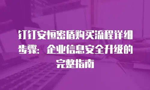 钉钉安恒密盾购买流程详细步骤：企业信息安全升级的完整指南