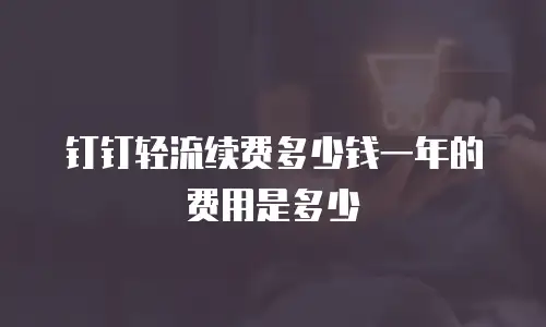 钉钉轻流续费多少钱一年的费用是多少