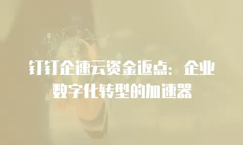 钉钉企速云资金返点：企业数字化转型的加速器