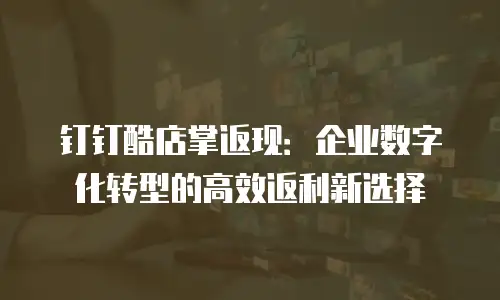 钉钉酷店掌返现：企业数字化转型的高效返利新选择