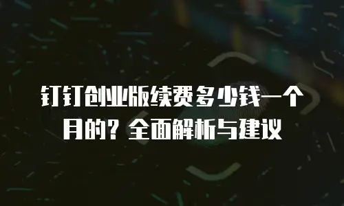 钉钉创业版续费多少钱一个月的？全面解析与建议