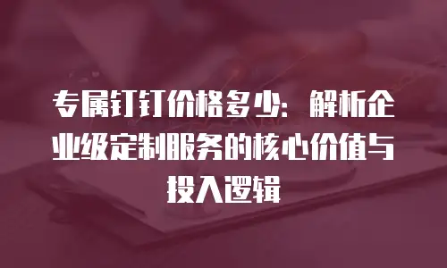 专属钉钉价格多少：解析企业级定制服务的核心价值与投入逻辑