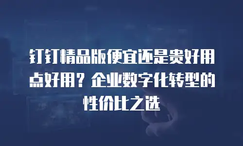 钉钉精品版便宜还是贵好用点好用？企业数字化转型的性价比之选