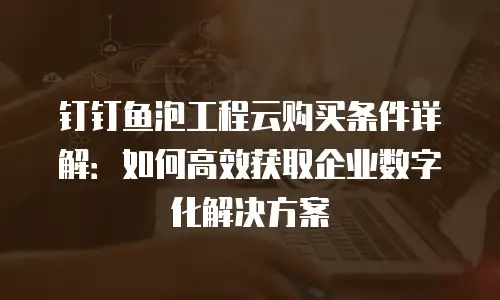 钉钉鱼泡工程云购买条件详解：如何高效获取企业数字化解决方案