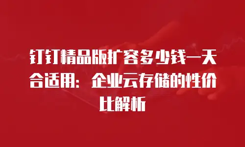 钉钉精品版扩容多少钱一天合适用：企业云存储的性价比解析