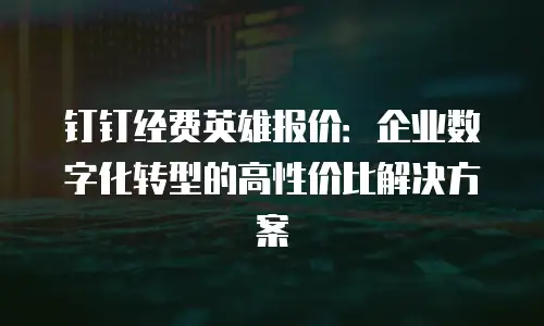 钉钉经费英雄报价：企业数字化转型的高性价比解决方案