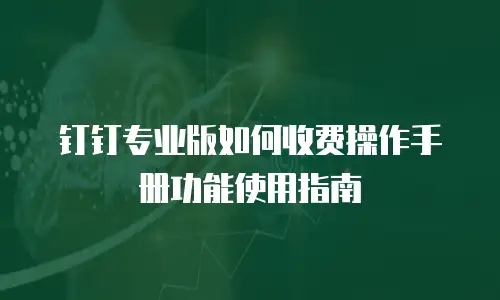 钉钉专业版如何收费操作手册功能使用指南