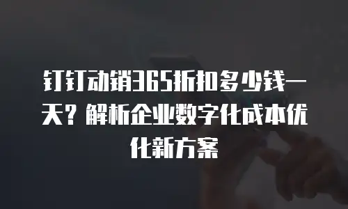钉钉动销365折扣多少钱一天？解析企业数字化成本优化新方案