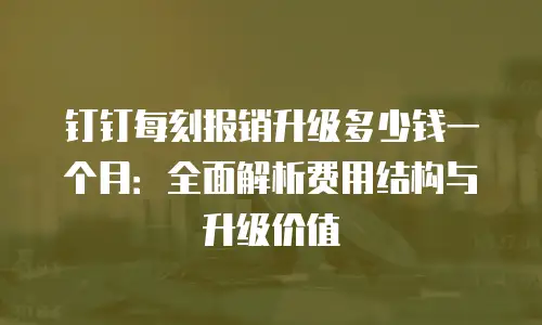 钉钉每刻报销升级多少钱一个月：全面解析费用结构与升级价值