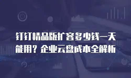 钉钉精品版扩容多少钱一天能用？企业云盘成本全解析