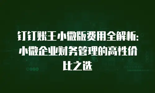 钉钉账王小微版费用全解析：小微企业财务管理的高性价比之选