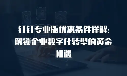 钉钉专业版优惠条件详解：解锁企业数字化转型的黄金机遇