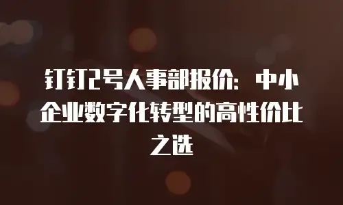 钉钉2号人事部报价：中小企业数字化转型的高性价比之选