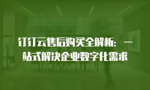 钉钉云售后购买全解析：一站式解决企业数字化需求