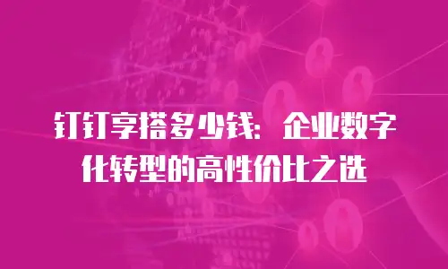 钉钉享搭多少钱：企业数字化转型的高性价比之选